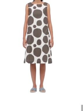 Marimekko X Uniqlo XS Brown Polka Dot A-Line Shift Knee Length Dress LIMITED